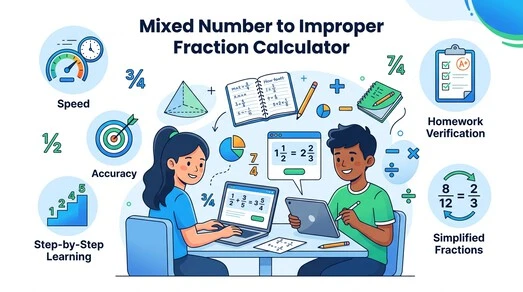 Mixed Number to Improper Fraction Calculator for students and homework