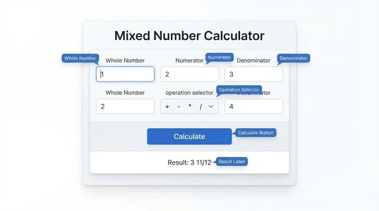 Mixed Number Calculator input fields explained