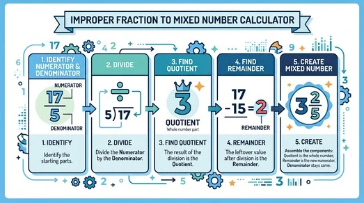 Improper Fraction to Mixed Number Calculator conversion process