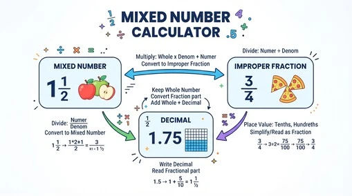 Mixed Number Calculator fraction conversions