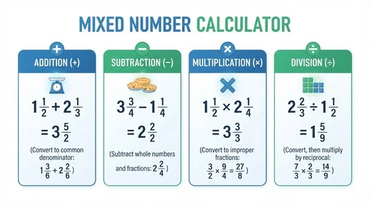 Mixed Number Calculator arithmetic operations