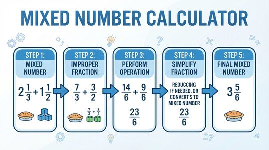 Mixed Number Calculator step by step solution
