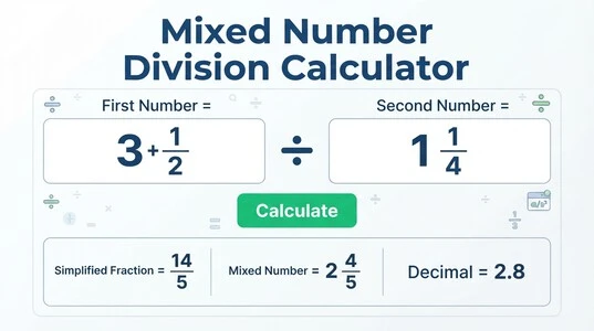 Mixed Number Division Calculator with fraction division results and working steps