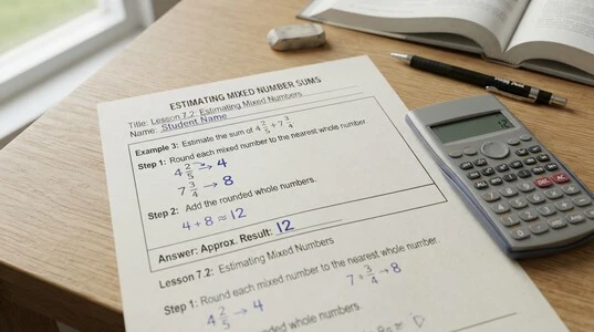 Using rounded mixed numbers to estimate a sum