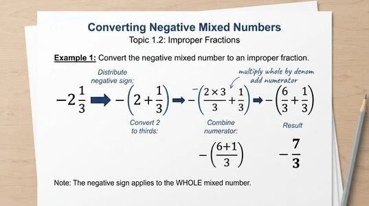 Diagram showing how the negative sign applies to the entire mixed number