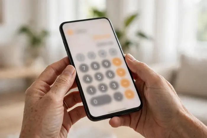 スマートフォンで分数を計算する様子 — 分数計算機の使い方