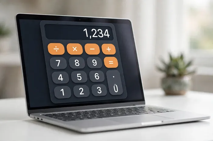 Calcolatrice online gratuita sullo schermo del computer