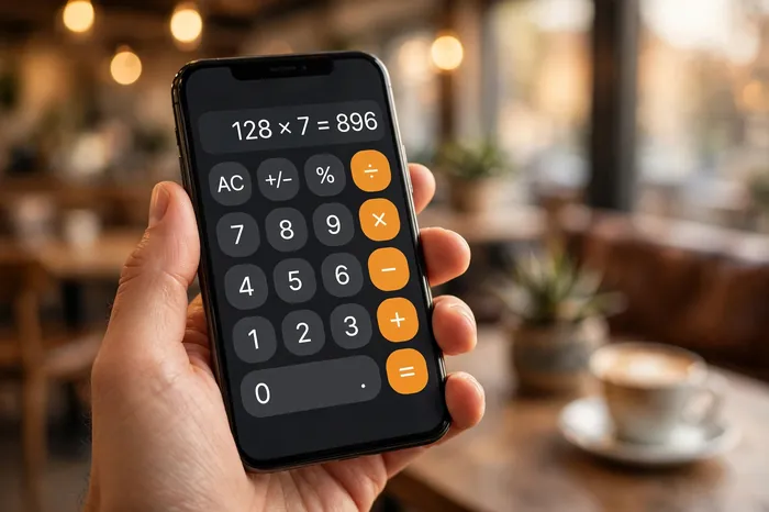 Uso della calcolatrice online sullo smartphone per calcoli veloci