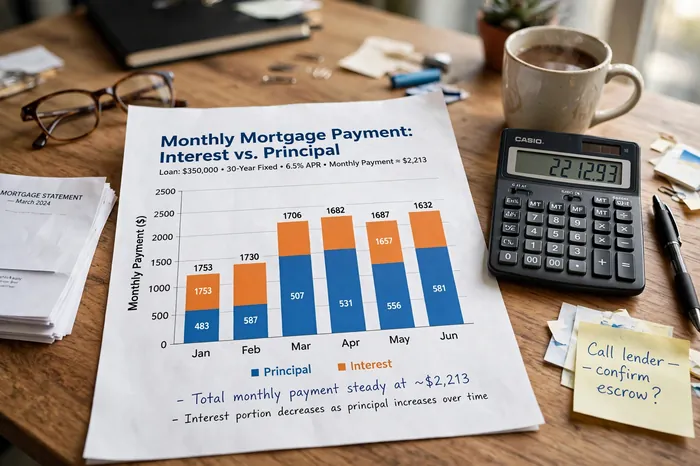 Gráfico de la cuota mensual desglosada con la calculadora hipoteca