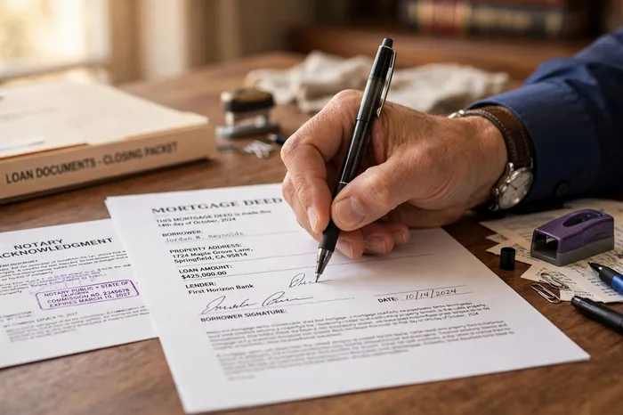 Firma de la hipoteca en notaría con la calculadora hipoteca de referencia