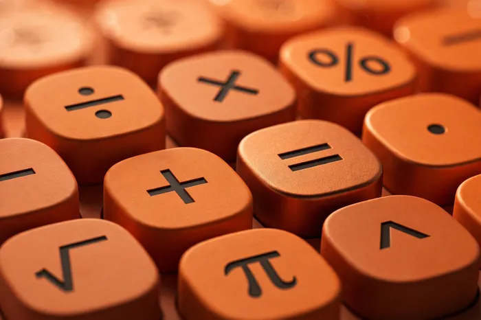 Teclas de calculadora on line com símbolos matemáticos