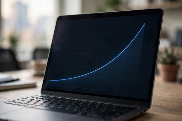 Grafik pertumbuhan bunga berbunga pada kalkulator compounding