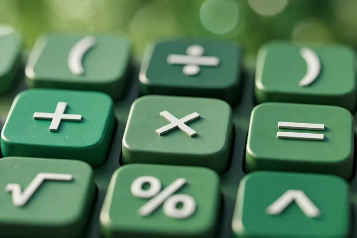 Modern hesap makinesi tuşları ve matematik sembolleri