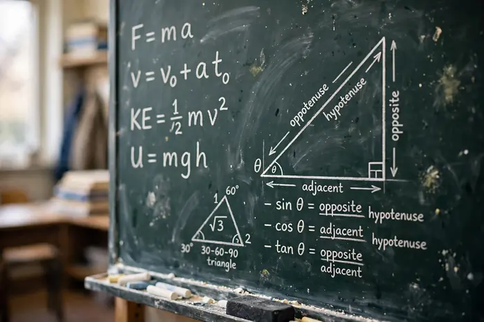 Rumus fisika dan segitiga geometri — kalkulator ilmiah untuk trigonometri