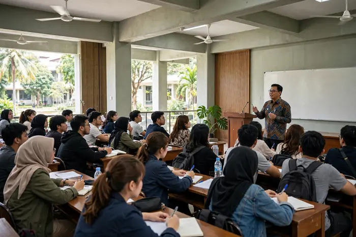Ruang kuliah universitas — kalkulator ilmiah untuk mahasiswa