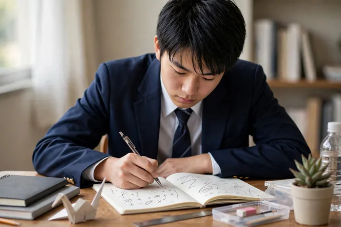 因数分解 計算機でたすき掛けを練習する学生