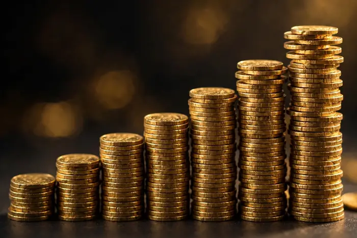 Pilhas de moedas crescendo: simulação da calculadora de juros compostos