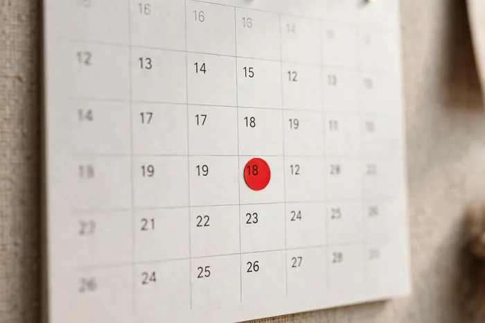 Kalender dinding dengan tanggal lahir ditandai dan kalkulator umur