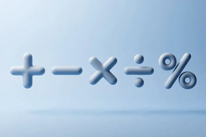 Simboli delle operazioni matematiche più meno per diviso sulla calcolatrice online