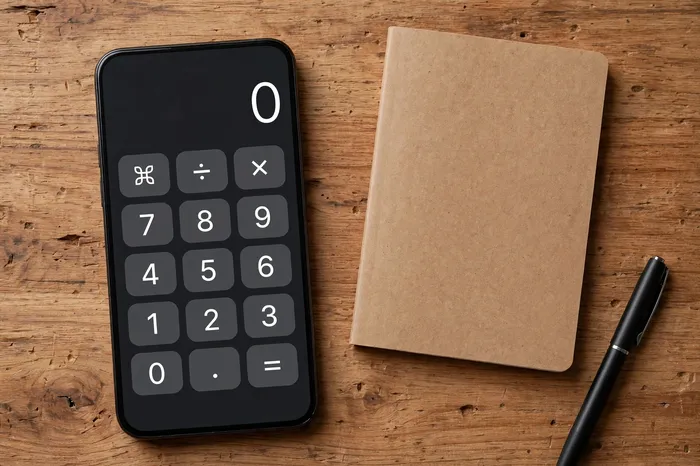 Telefon z otwartym kalkulator proporcji do szybkich obliczeń