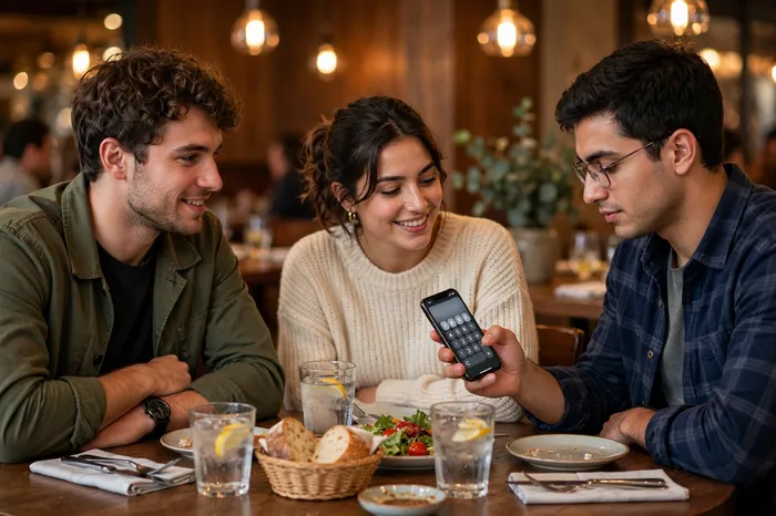 Rozliczenie rachunku w restauracji z pomocą kalkulator prosty