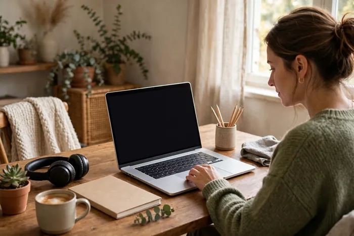 Thuiswerken met laptop en rekenmachine online gratis