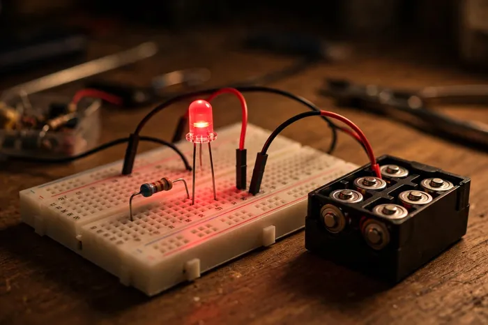 LED funcionando correctamente gracias a la calculadora de resistencias