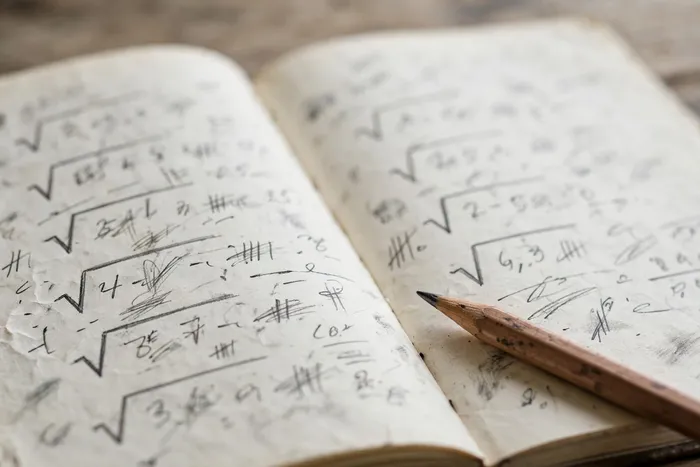 ルート計算機の計算メモが書かれたノート