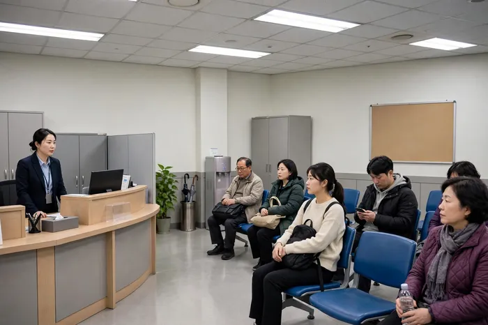 고용센터에서 실업급여 계산기 결과로 수급 자격을 상담받는 모습