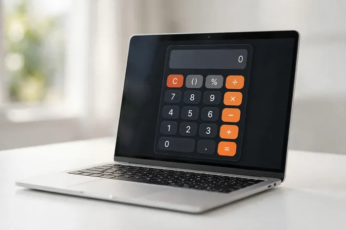 Számológép online ingyenes használata laptop képernyőjén
